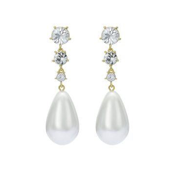 Ted Baker Gold 3 Stone Pearl Drop Earring