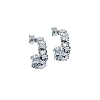 Ted Baker Silver Crystal Baguette Hoop Earrings