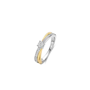 Ti Sento Milano Two-Tone Solitaire Criss Cross Ring