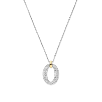 Ti Sento Milano Silver Chunky Oval Pave Pendant