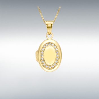 9ct Yellow Gold Oval Cubic Zirconia Locket