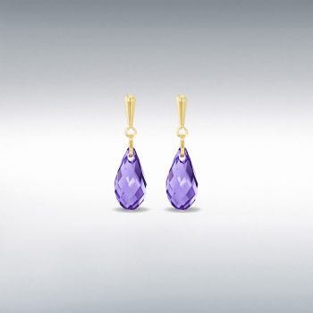 9ct Yellow Gold Amethyst Crystal Drop Earrings
