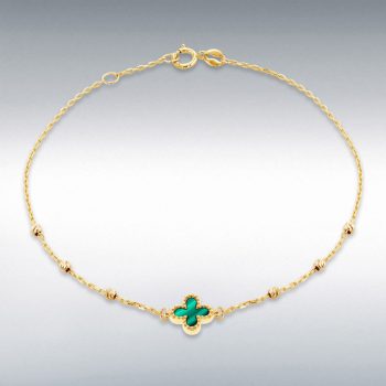 9ct Yellow Gold Malachite Petal Bracelet