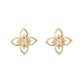 9ct Yellow Gold Mother of Pearl Flower Stud Earrings