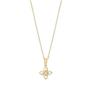 9ct Yellow Gold Mother of Pearl Flower Pendant