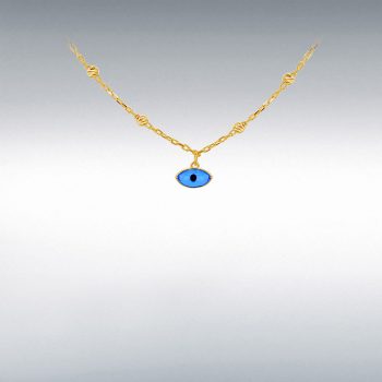 9ct Yellow Gold Blue Evil Eye Pendant