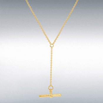 9ct Yellow Gold T-Bar Drop Pendant