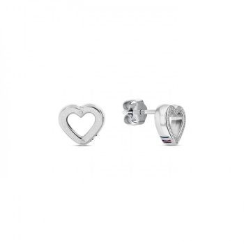 Tommy Hilfiger Ladies Silver Heart Stud Earrings