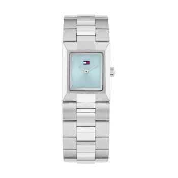 Tommy Hilfiger Ladies Rectangular Silver Blue Dial Watch