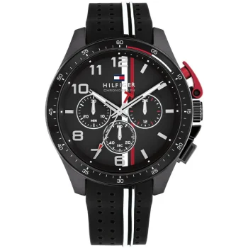 Tommy Hilfiger Black Rubber Strap Black Dial Watch
