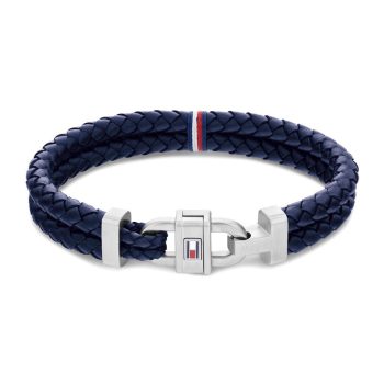 Tommy Hilfiger Gents Double Navy Leather Bracelet