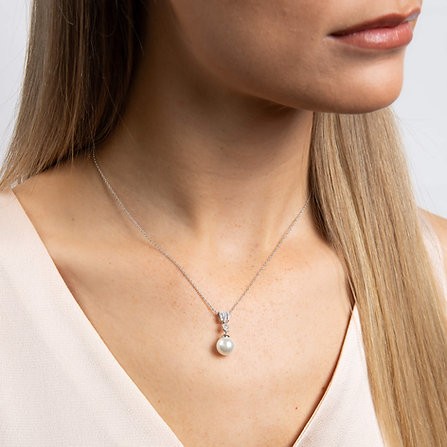Diamonfire Pearl and Cubic Zirconia Drop Pendant