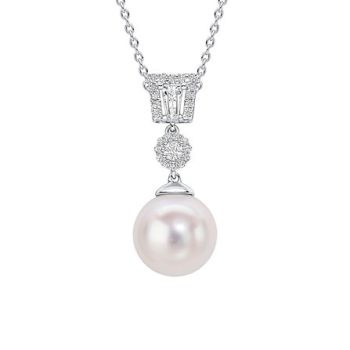 Diamonfire Pearl and Cubic Zirconia Drop Pendant