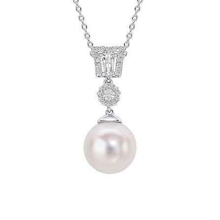 Diamonfire Pearl and Cubic Zirconia Drop Pendant