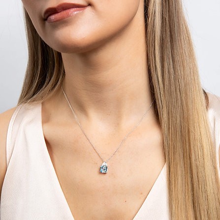 Diamonfire Square Cut Aquamarine Pendant