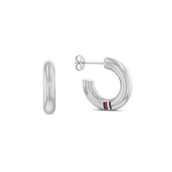 Tommy Hilfiger Ladies Silver Tube Hoop Earrings