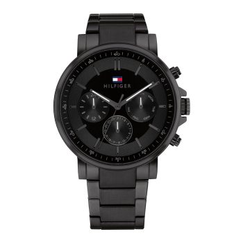 Tommy Hilfiger Gents Black Dial Black Bracelet Dial