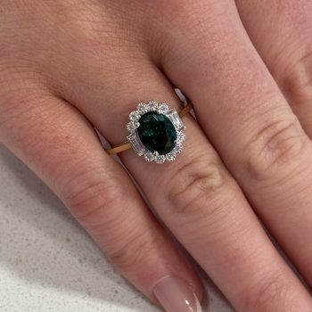 9ct Yellow Gold Created Emerald and Cubic Zirconia Ring