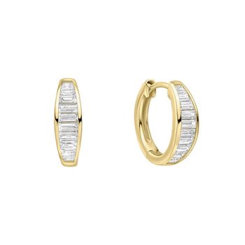 Diamonfire Gold Channel Set Baguette Cubic Zirconia Hoop Earrings