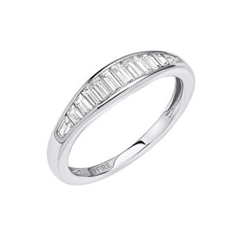 Diamonfire Silver Channel Set Baguette Ring
