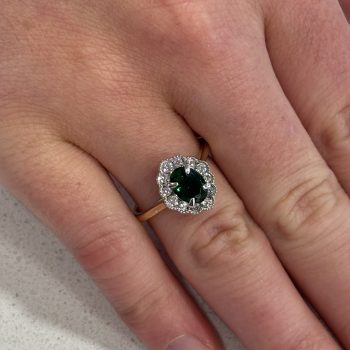 9ct Yellow Gold Created Oval Emerald and Cubic Zirconia Ring