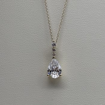 9ct Yellow Gold Cubic Zirconia Teardrop Drop Pendant
