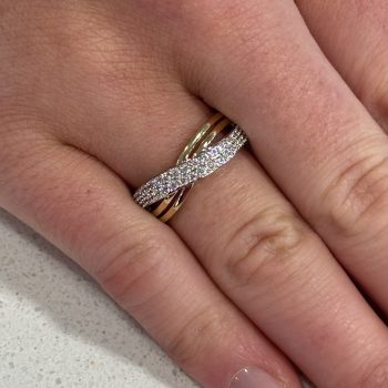 9ct Yellow Gold Cubic Zirconia Criss Cross Ring