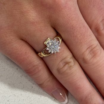 9ct Yellow Gold Cubic Zirconia Claddagh Ring