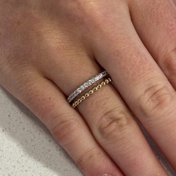 9ct Yellow Gold Double Row Cubic Zirconia and Bubble Ring
