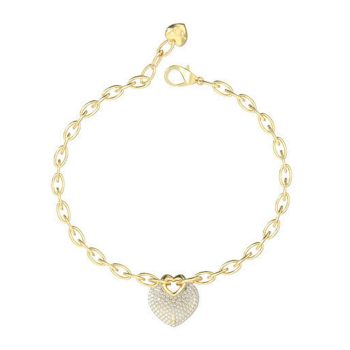 Guess Gold Chain Bracelet with Pave Heart Charm