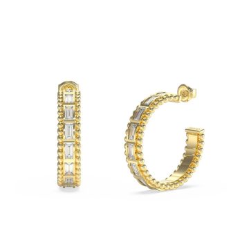 Guess Gold Baguette and Bubble Hoop Earrings