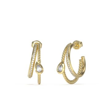 Guess Gold Double Rope Effect Teardrop Hoop Earrings