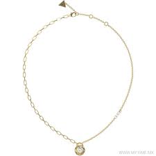 Guess Gold Half Paper Link Half Chain Heart Pendant