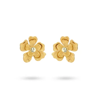 24Kae Gold Statement Flower Stud Earrings