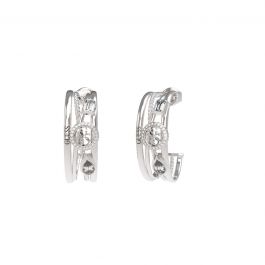 Guess Silver Triple Layer Hoop Earrings