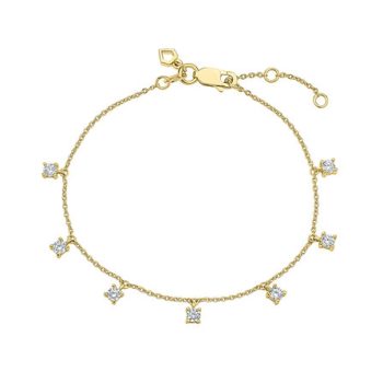 Diamonfire Gold Plated Four Claw Charm Bracelet