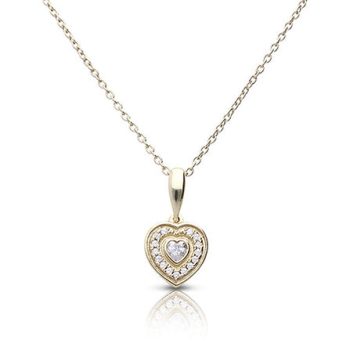 Diamonfire Gold Plated Halo Heart Pendant