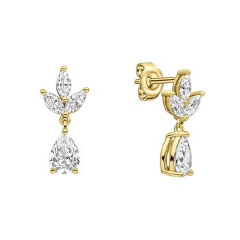 Diamonfire Gold Plated Vine Leaf Drop Earrings