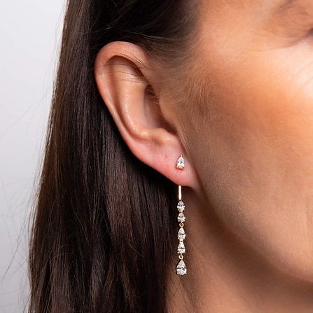 Diamonfire Gold Plated Statement Front Stud Back Drop Earrings