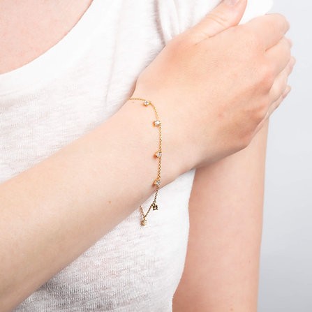 Diamonfire Gold Plated Four Claw Charm Bracelet