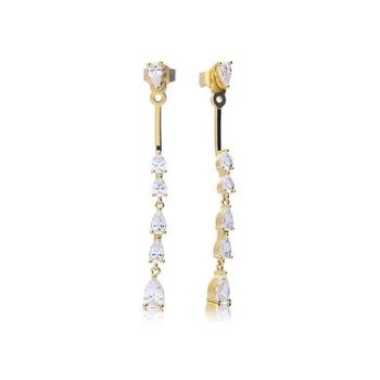 Diamonfire Gold Plated Statement Front Stud Back Drop Earrings