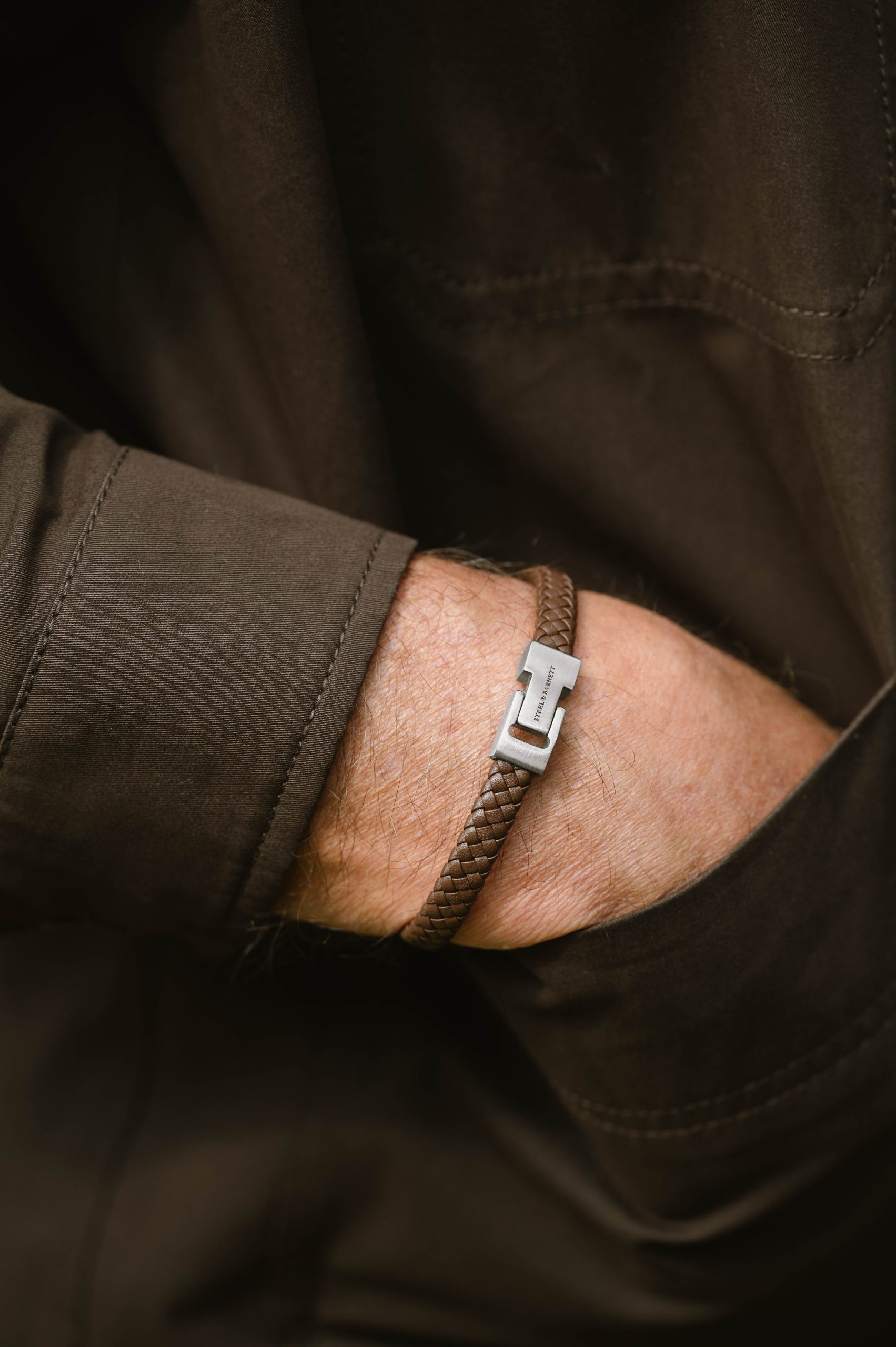 Steel & Barnett Brown Archie Leather Bracelet