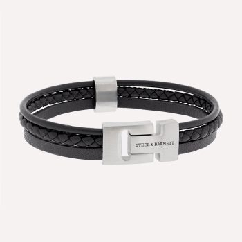 Steel & Barnett Black Casual Cole Leather Bracelet