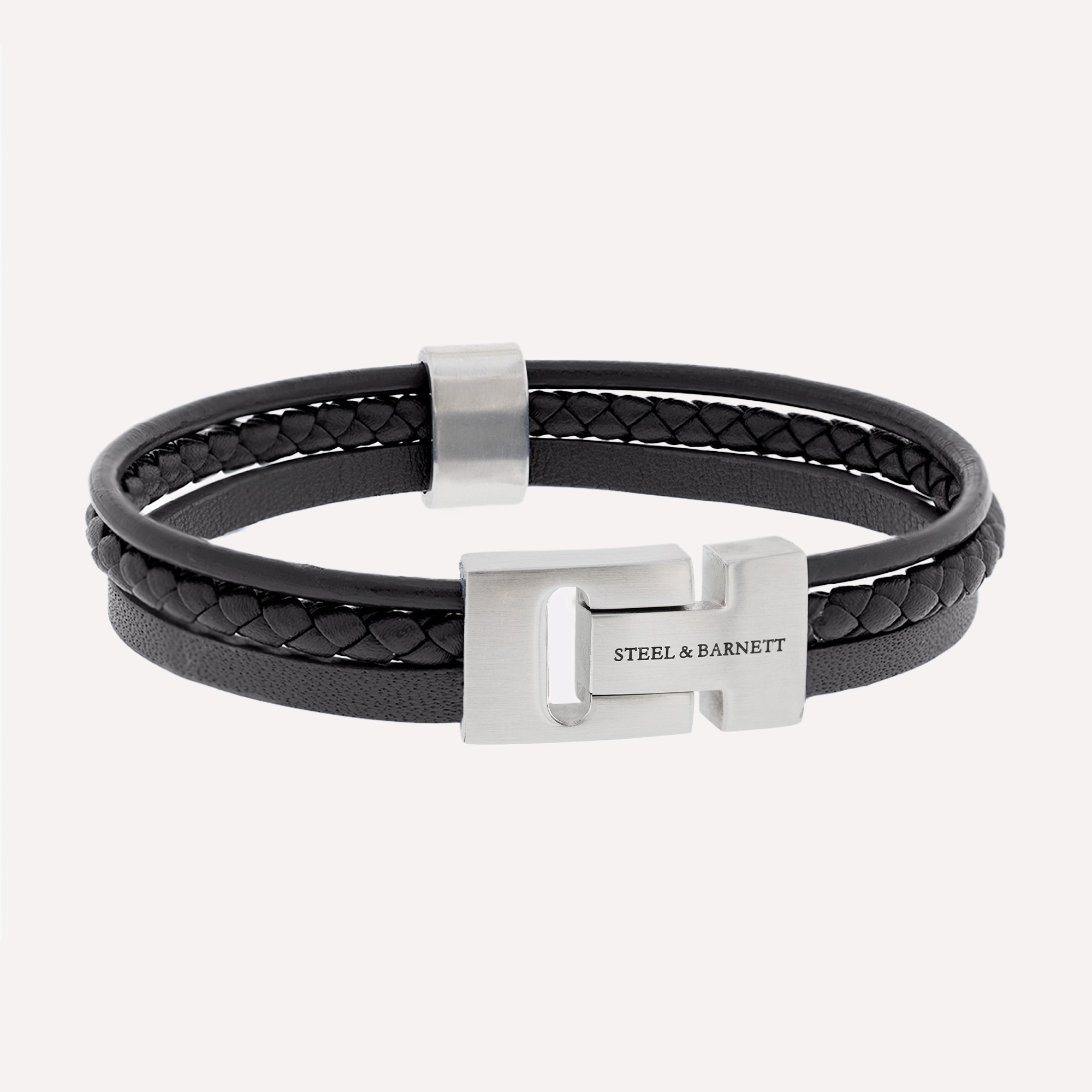 Steel & Barnett Black Casual Cole Leather Bracelet