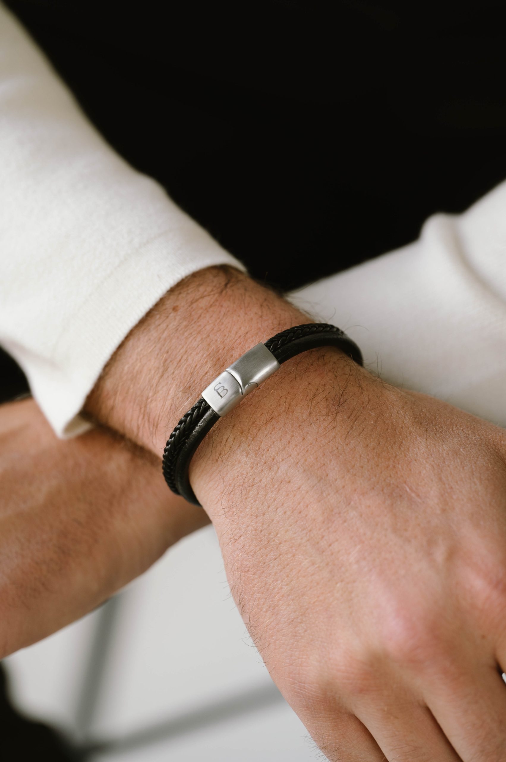 Steel & Barnett Black Denby Leather Bracelet