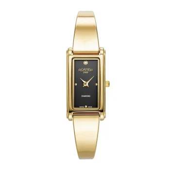 Roamer Ladies Gold Black Dial Bangle Bracelet Watch