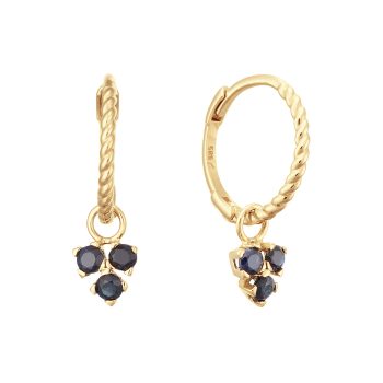 14ct Yellow Gold Sapphire Triangular Drop Huggies