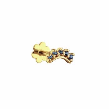 14ct Yellow Gold Sapphire Curved Single Screw Back Earrings