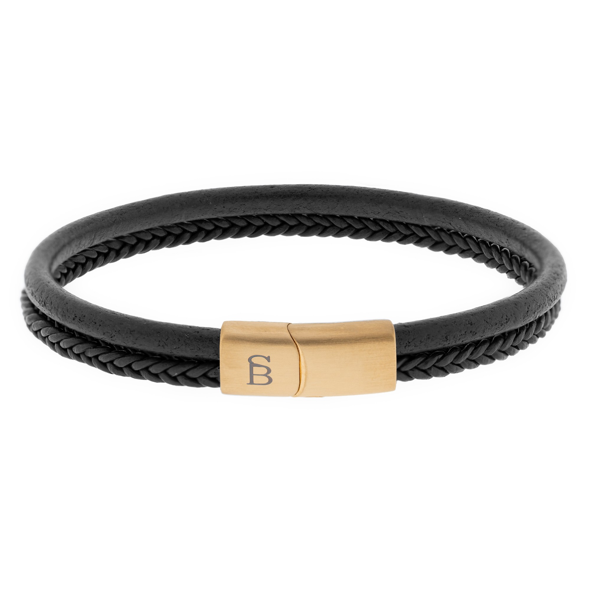 Steel & Barnett Black Gold Denby Leather Bracelet