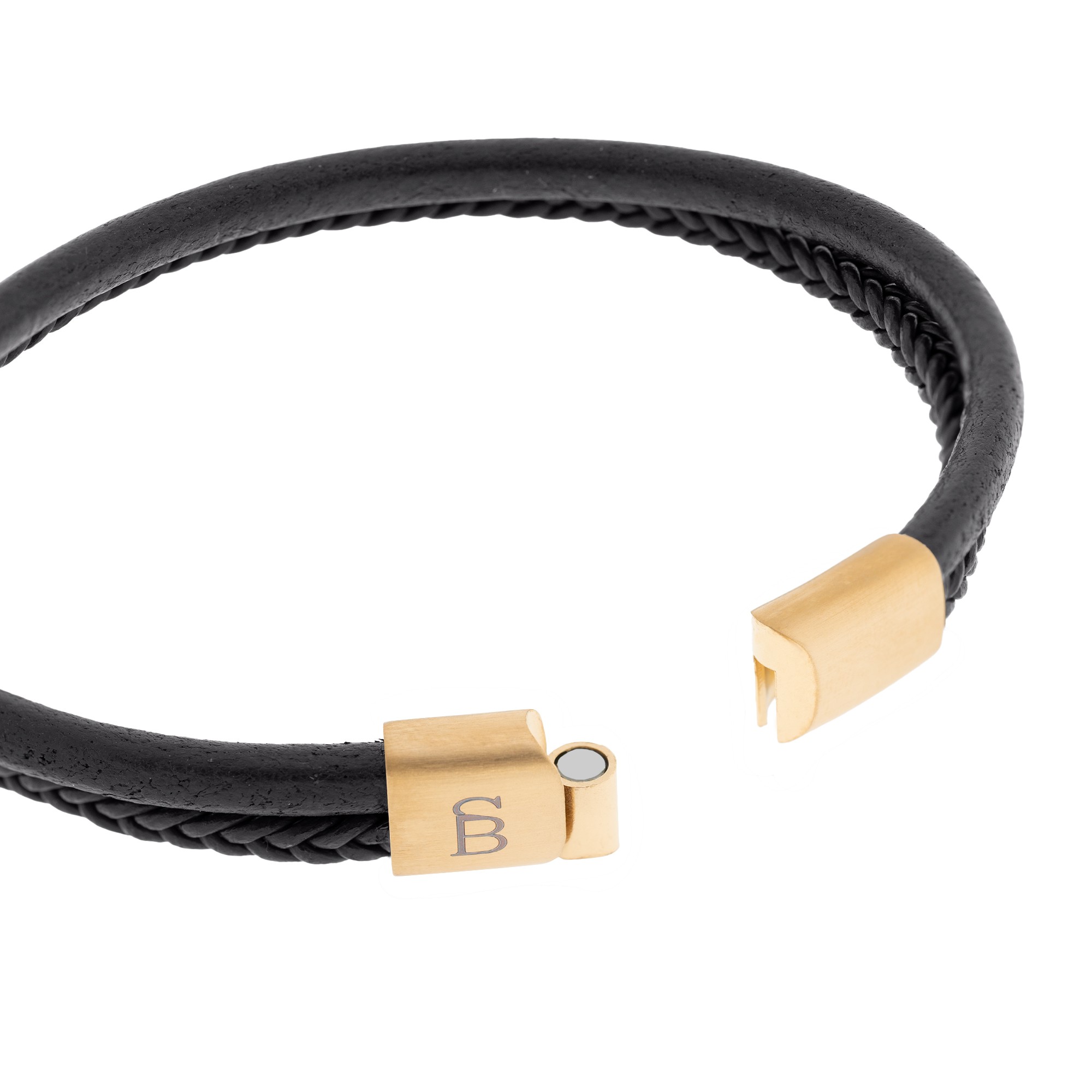 Steel & Barnett Black Gold Denby Leather Bracelet